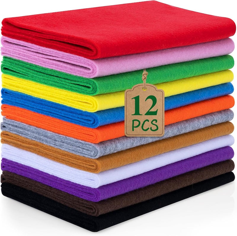 MITINU 12 Rolls 8"x35"(20.5x90cm) 1.4mm Thick Soft Felt Fabric Sheet 12 Assorted Classic Series Colors Felt Pack for DIY Craft Sewing Squares Nonwoven Patchwork - Image 1